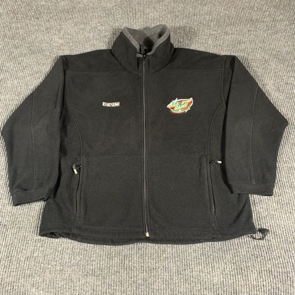 VTG CCM Minnesota Wild Jacket Mens Large Black Full Zip Fleece Y2K‎ NHL Hockey